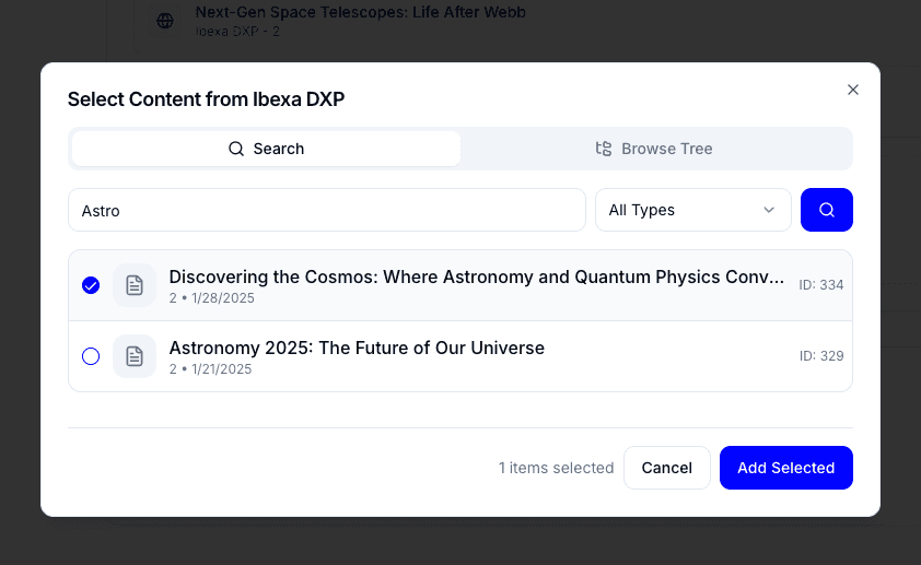 Ibexa Integration Screenshot 1