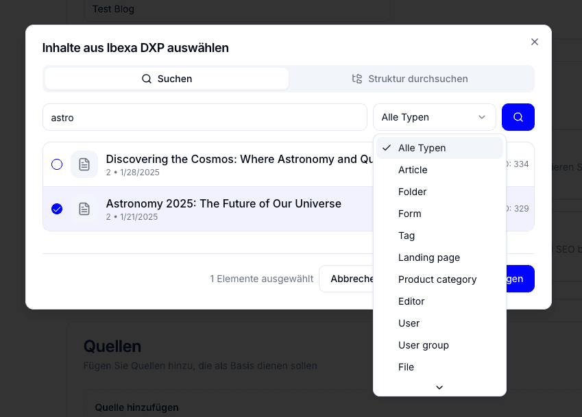 Ibexa Integration Screenshot 2